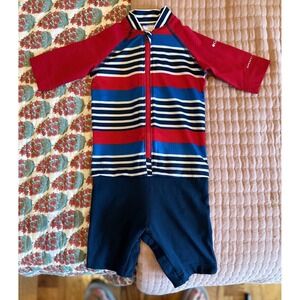 Columbia Kids 2T Striped Long Sleeve One Piece Rash Guard Swimsuit